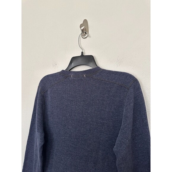 Wallace & Barnes Henley Waffle Knit Long Sleeve Sweater Top Blue Men's Medium - Picture 7 of 7